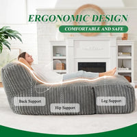 L-Shaped Big 6 Feet Bean Bag Lounger with Memory Foam for Adults