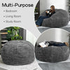 Giant Bean Bag Chair 5 Feet Faux Fur Liner With Memory Foam Filler - Grey