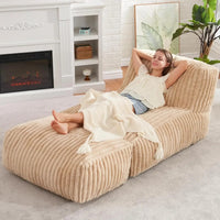 L-Shaped Big 6 Feet Bean Bag Lounger with Memory Foam for Adults
