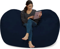 Huge Bean Bag Sofa 7 Feet With Memory Foam Filler - Navy Blue