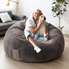 Giant Convertible Bean Bag Chair 5ft Size With Memory Foam Filler, Folds From Chair To Mattress- Light Black