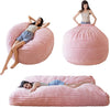 Giant Convertible Bean Bag Chair 5ft Size With Memory Foam Filler, Folds From Chair To Mattress- Light Pink
