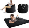 Giant Convertible Bean Bag Chair Extra Large Size With Memory Foam Filler, Folds From Chair To Mattress