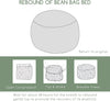 Giant Convertible Bean Bag Chair Large Size With Memory Foam Filler, Folds From Chair To Mattres