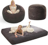 Giant Convertible Bean Bag Chair 6ft Size With Memory Foam Filler, Folds From Chair To Mattress- Light Black