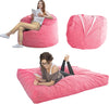 Giant Convertible Bean Bag Chair Extra Large Size With Memory Foam Filler, Folds From Chair To Mattress
