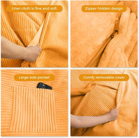 Giant Convertible Bean Bag Chair Extra Large Size With Memory Foam Filler, Folds From Chair To Mattress