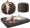 Giant Convertible Bean Bag Chair 6ft Size With Memory Foam Filler, Folds From Chair To Mattress- Light Black