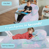 Bean Bag Chair Bed for Kids, Convertible Fairy and Dinosaur Bean Bag Folds from Lazy Chair to Floor Mattress Bed