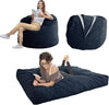 Giant Convertible Bean Bag Chair Extra Large Size With Memory Foam Filler, Folds From Chair To Mattress