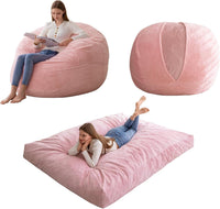 Giant Convertible Bean Bag Chair Large Size With Memory Foam Filler, Folds From Chair To Mattres