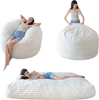 Giant Bean Bag Chair Bed for Adults, Convertible Beanbag Folds from Lazy Chair to Floor Mattress Bed