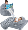 Bean Bag Chair Bed for Kids, Convertible Fairy and Dinosaur Bean Bag Folds from Lazy Chair to Floor Mattress Bed