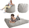 Giant Convertible Bean Bag Chair Extra Large Size With Memory Foam Filler, Folds From Chair To Mattress