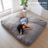 Giant Bean Bag Chair Bed for Adults, Convertible Beanbag Folds from Lazy Chair to Floor Mattress Bed