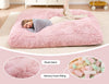 Giant Convertible Bean Bag Chair 6ft Size With Memory Foam Filler, Folds From Chair To Mattress- Light Black