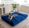 Giant Convertible Bean Bag Chair Large Size With Memory Foam Filler, Folds From Chair To Mattres