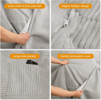 Giant Convertible Bean Bag Chair Extra Large Size With Memory Foam Filler, Folds From Chair To Mattress