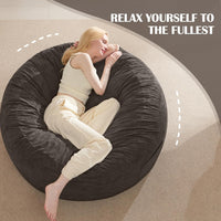 Giant Convertible Bean Bag Chair 6ft Size With Memory Foam Filler, Folds From Chair To Mattress- Light Black