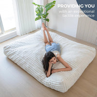 Giant Bean Bag Chair Bed for Adults, Convertible Beanbag Folds from Lazy Chair to Floor Mattress Bed