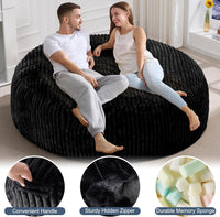 Giant Bean Bag Chair 7 Feet Liner Pattern With Filler - Black