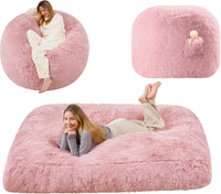 Giant Convertible Bean Bag Chair 6ft Size With Memory Foam Filler, Folds From Chair To Mattress- Light Black