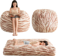 Giant Bean Bag Chair Bed for Adults, Convertible Beanbag Folds from Lazy Chair to Floor Mattress Bed