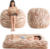Giant Bean Bag Chair Bed for Adults, Convertible Beanbag Folds from Lazy Chair to Floor Mattress Bed