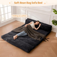 Giant Bean Bag Chair & Bed – Foldable Bean Bag Couch for Adults with Removable Faux Fur Cover