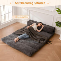 Giant Bean Bag Chair & Bed – Foldable Bean Bag Couch for Adults with Removable Faux Fur Cover