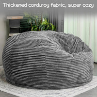 Giant Bean Bag Chair 5 Feet Faux Fur Liner With Memory Foam Filler - Grey