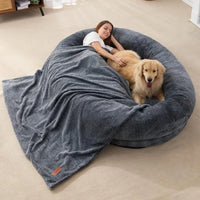6ft Large Human Dog Bean Bag Bed With Blanket
