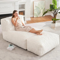 L-Shaped Big 6 Feet Bean Bag Lounger with Memory Foam for Adults