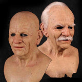 Old man mask white hair white beard headgear halloween - BRANDNMART