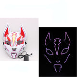 Glowing Cat Face Mask For Women Demon Slayer Cold Light Fox Mask Masquerade Cosplay Props Bar Haunted House Christmas Decor - BRANDNMART