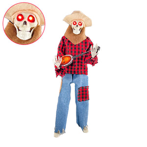 Halloween Luminous Skull Skeleton Decoration Guitarist With Light Up Eye