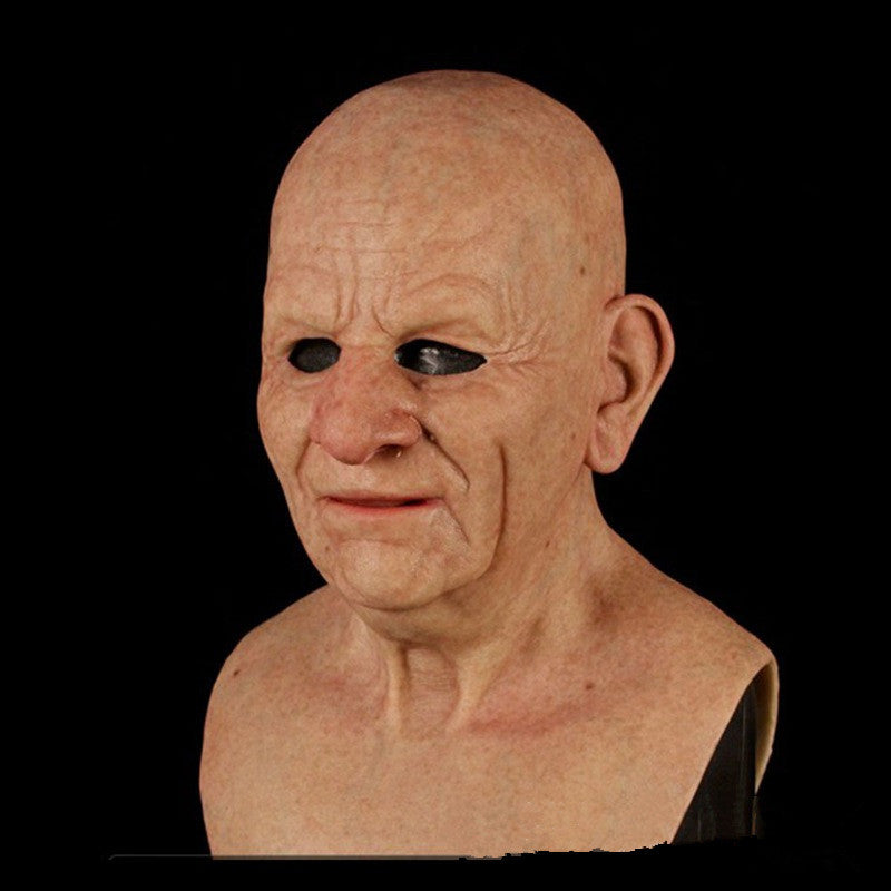 Old man mask white hair white beard headgear halloween - BRANDNMART