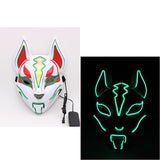 Glowing Cat Face Mask For Women Demon Slayer Cold Light Fox Mask Masquerade Cosplay Props Bar Haunted House Christmas Decor - BRANDNMART
