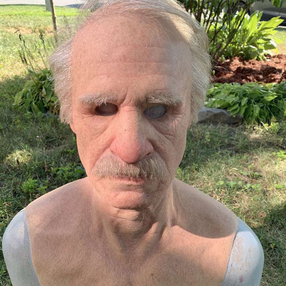 Old man mask white hair white beard headgear halloween - BRANDNMART