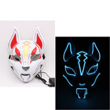 Glowing Cat Face Mask For Women Demon Slayer Cold Light Fox Mask Masquerade Cosplay Props Bar Haunted House Christmas Decor - BRANDNMART