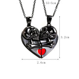 Heart-shaped Magnetic Stitching Love Skull Couple Necklace - BRANDNMART