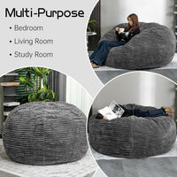 Giant Bean Bag Chair 5 Feet Faux Fur Liner With Memory Foam Filler - Grey