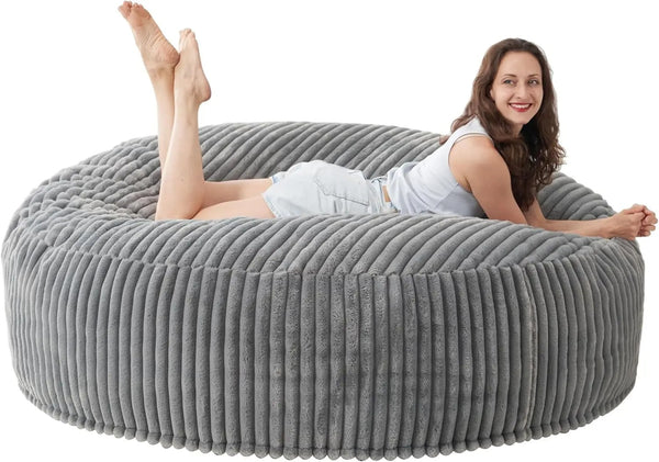 Giant Bean Bag Chair 6 Feet Liner Pattern With Filler - Grey