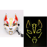 Glowing Cat Face Mask For Women Demon Slayer Cold Light Fox Mask Masquerade Cosplay Props Bar Haunted House Christmas Decor - BRANDNMART