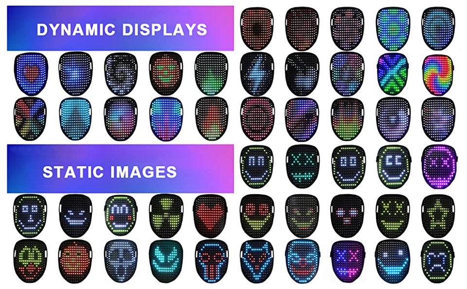 Led Mask Gesture Sensing With 50 Pattern Halloween Cosplay - BRANDNMART