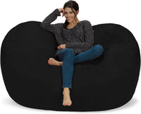 Huge Bean Bag Sofa 6 Feet With Memory Foam Filler - Black