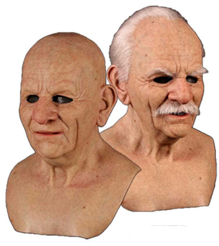 Old man mask white hair white beard headgear halloween - BRANDNMART