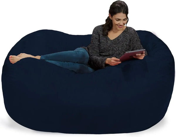 Huge Bean Bag Sofa 6 Feet With Memory Foam Filler - Navy Blue