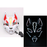 Glowing Cat Face Mask For Women Demon Slayer Cold Light Fox Mask Masquerade Cosplay Props Bar Haunted House Christmas Decor - BRANDNMART