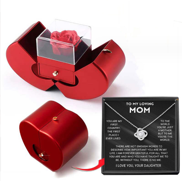 Fashion Jewelry Clover Necklace For Women Rose Flower Jewelry Box - BRANDNMART
